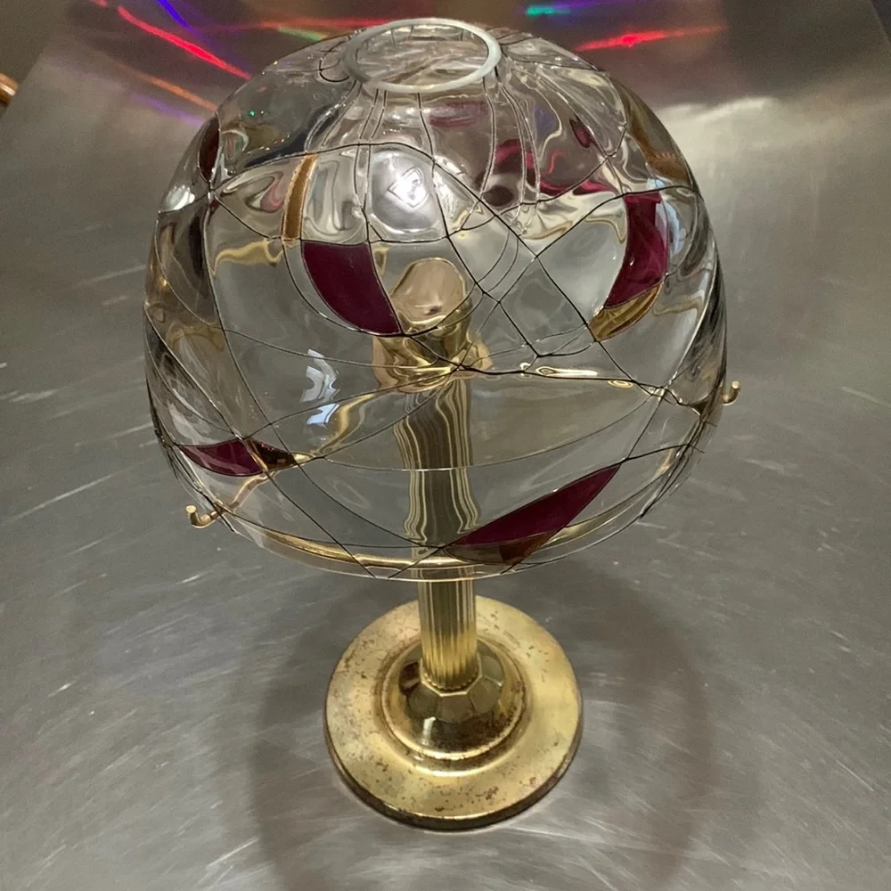 🚨🎉SOLD ELSEWHERE!🎉🚨Partylite Calypso Glass Mosaic Shade and Brass Stand - Picture 1 of 8
